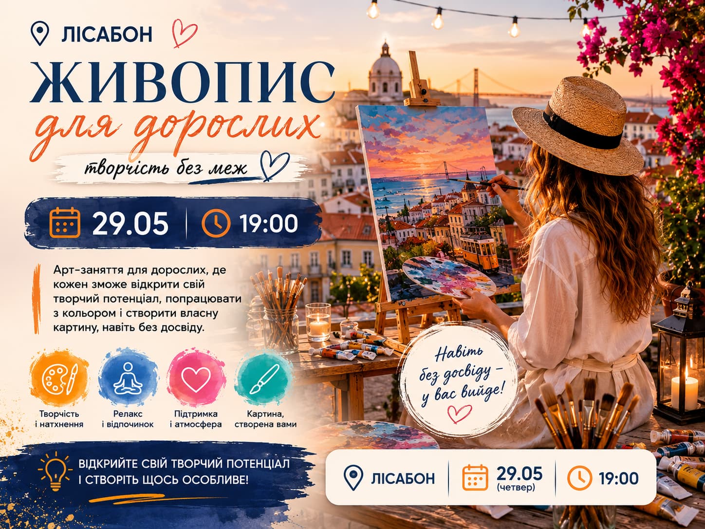 Painting Workshop for Adults in Lisbon — Creative Evening & Art Experience May 29 | Art Home