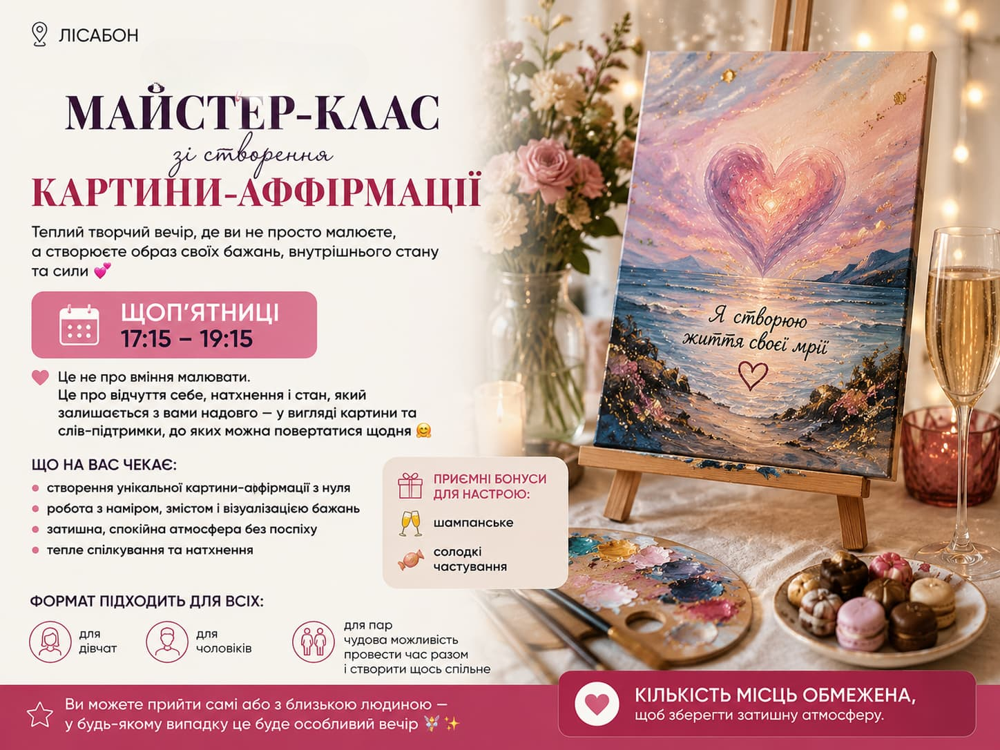 Картина-аффірмація у Лісабоні — творчий майстер-клас для натхнення та самовираження | Art Home