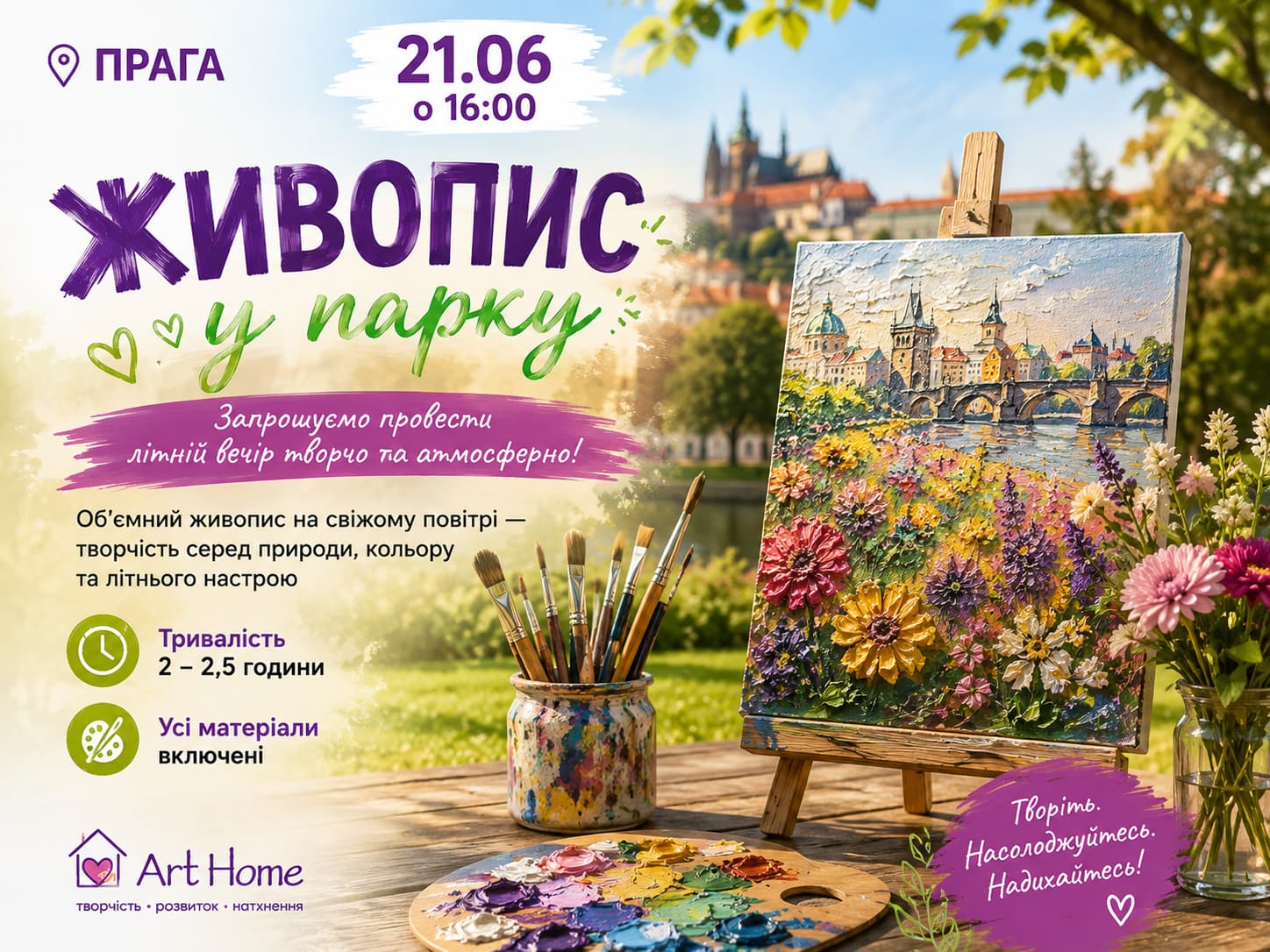 Живопис у парку Прага — творчий майстер-клас на свіжому повітрі | Art Home