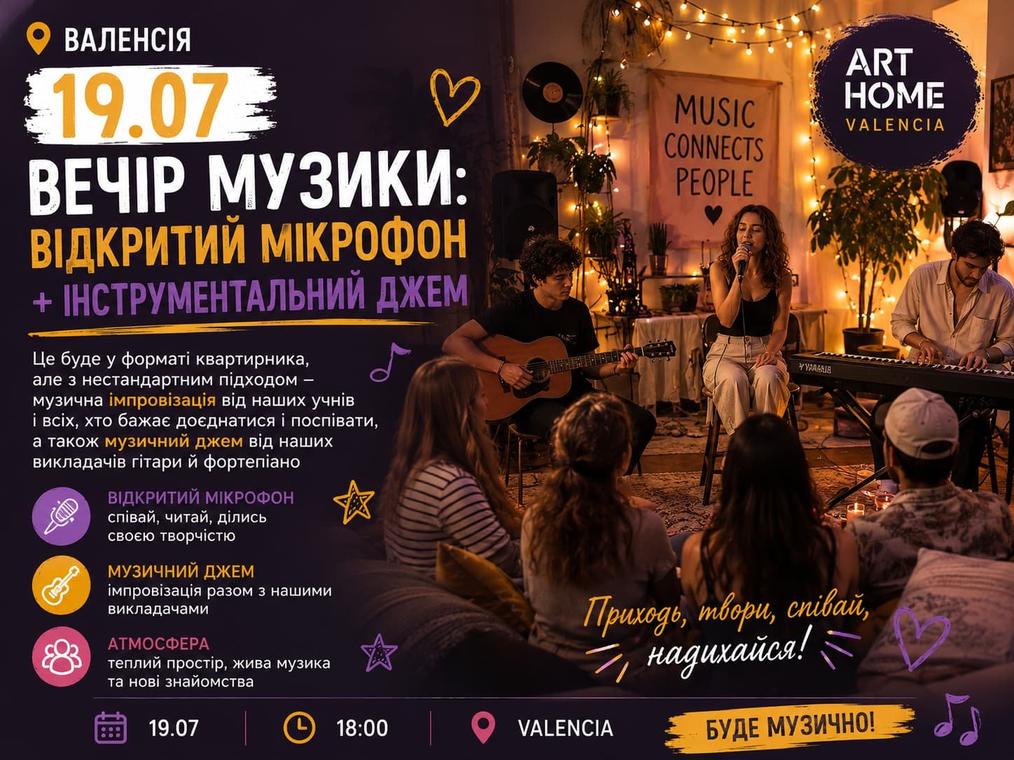 Music Evening in Valencia – Open Mic & Instrumental Jam | Art Home