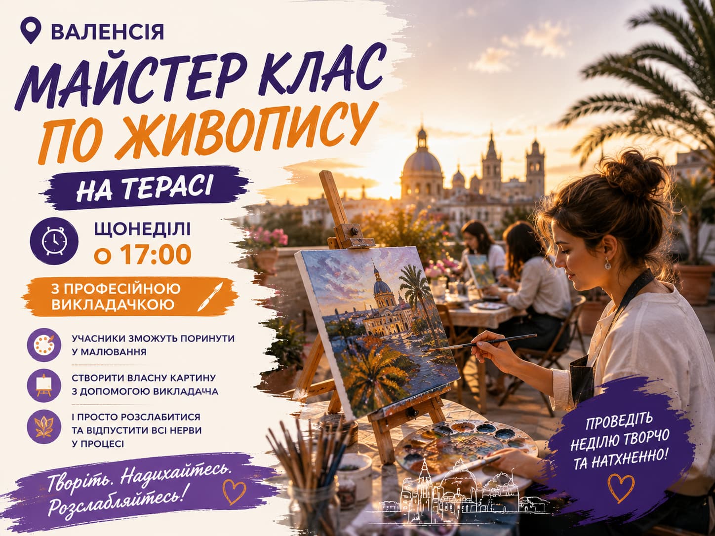 Майстер-клас з живопису у Валенсії — малювання на терасі щонеділі | Art Home