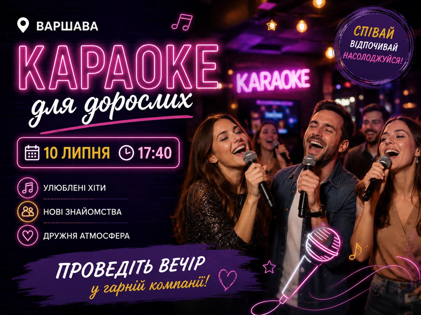 Karaoke Night for Adults in Warsaw — Join Us on July 10 | Art Home